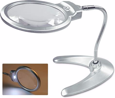 lighted magnifier on stand|lighted magnifying glass with stand.